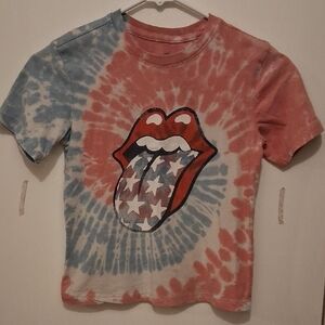 The Rolling Stones Red and Blue Tie-Dye Kids T-Shirt